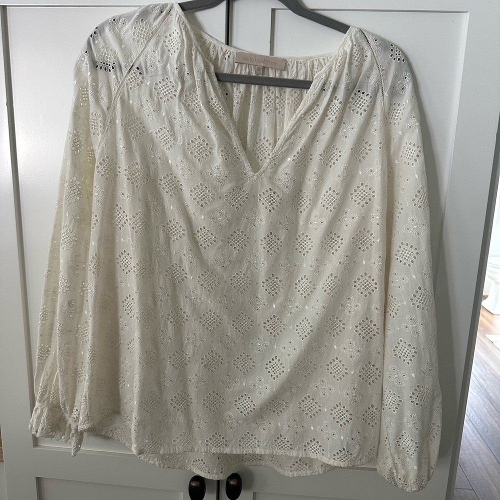 Chic Cream Eyelet Women's Blouse